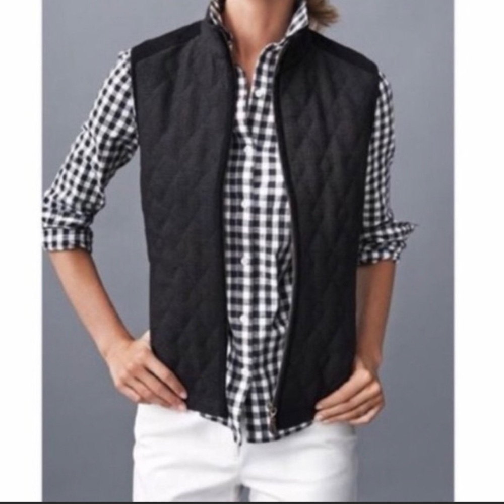 J. McLaughlin Bennett Tweed Full Zip Quilted Vest Gray Size XS